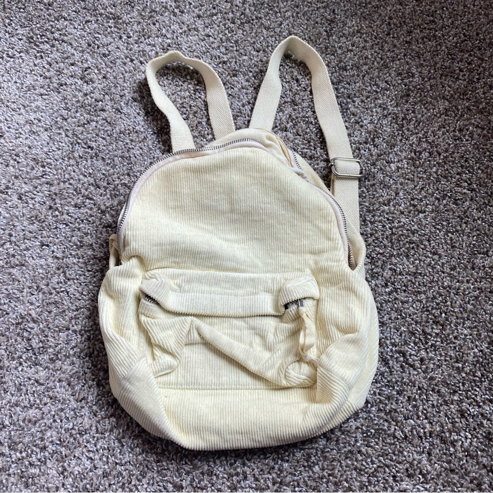 Brandy Melville Butter Yellow Corduroy Mini Backpack